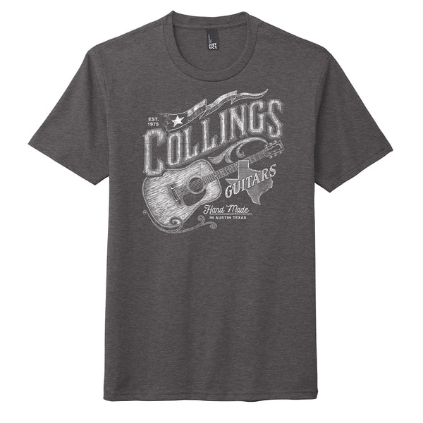 Mens Collings Acoustic Guitar Graphic T-Shirt Heather Charcoal