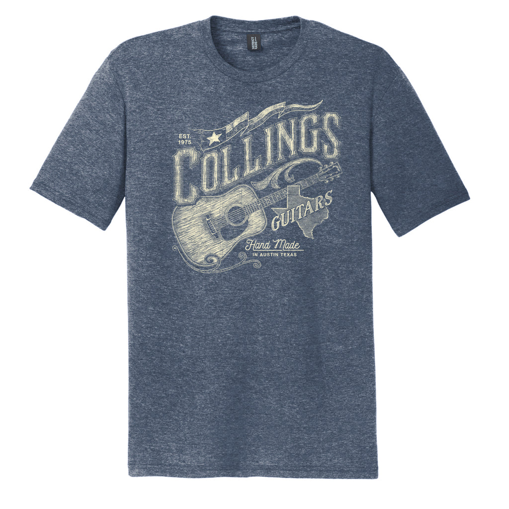 Mens Collings Acoustic Guitar Graphic T-Shirt Navy Frost