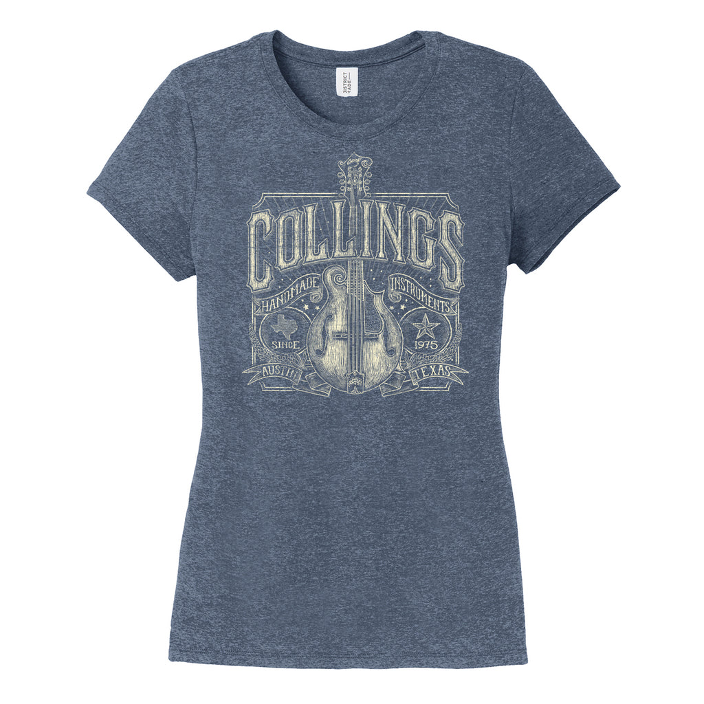 Womens Collings Mandolin Graphic T-Shirt Navy Frost