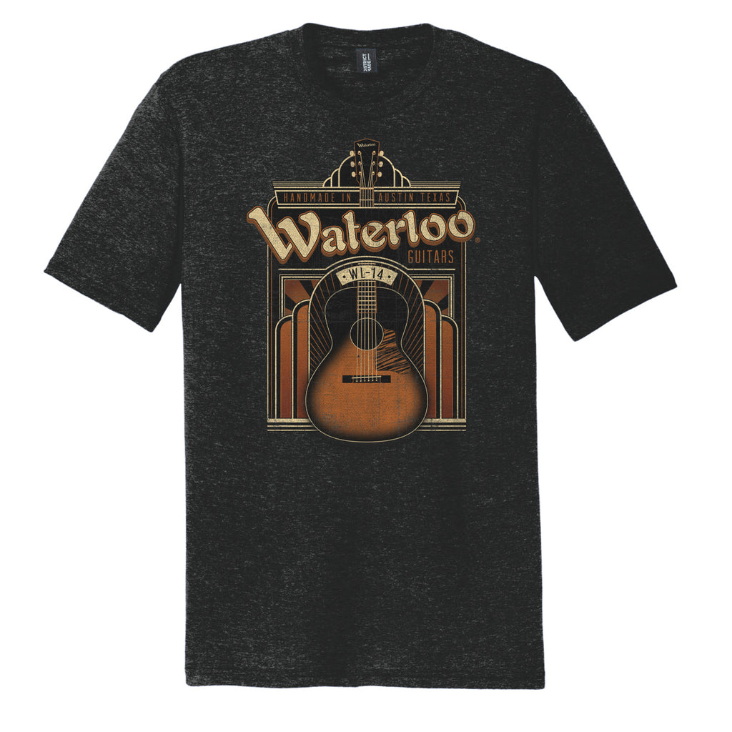 Mens Waterloo Art Deco WL-14 Graphic T-Shirt Black Frost