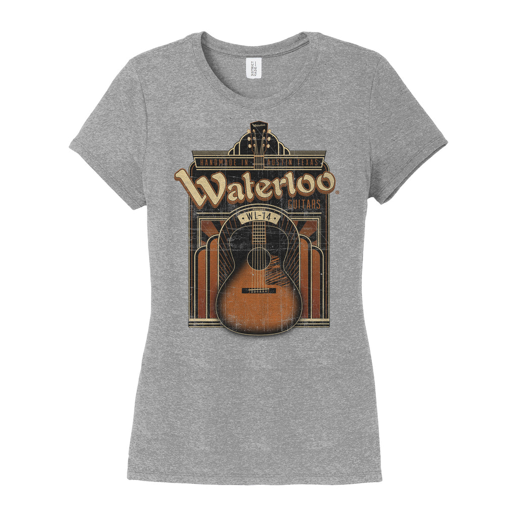 SALE!!! Womens Waterloo Art Deco WL-14 Graphic T-Shirt Grey Heather