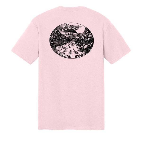 Mens Collings Factory Label Graphic T-Shirt- Pink