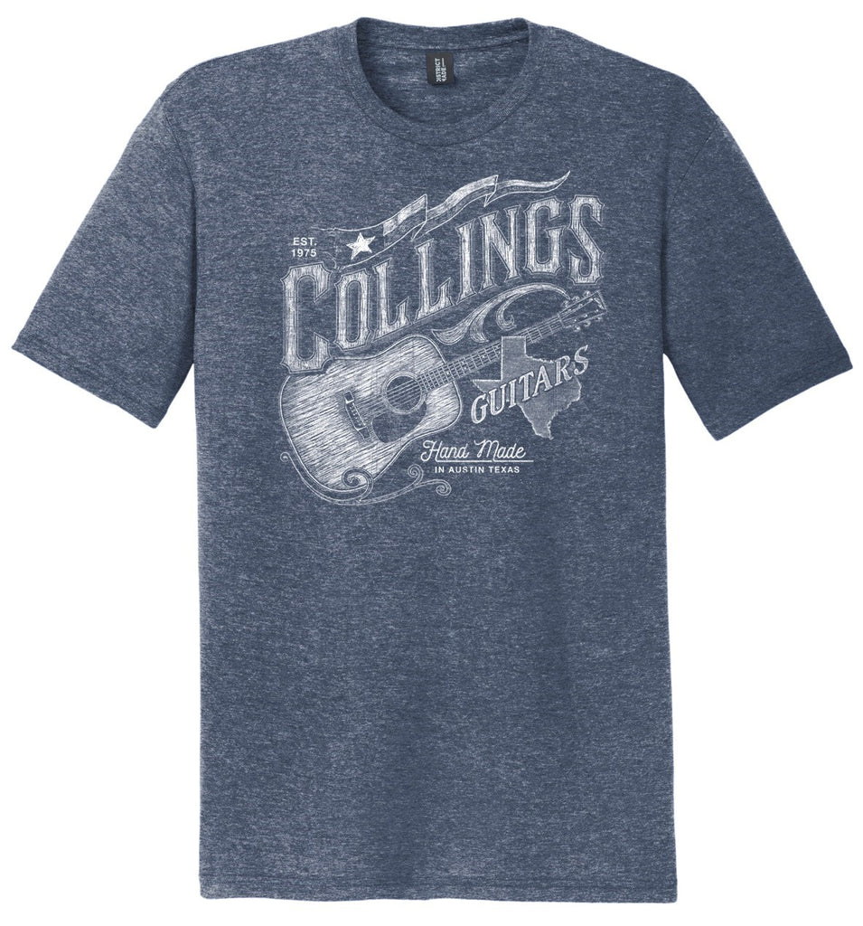 Mens Collings Acoustic Guitar Graphic T-Shirt Navy Frost